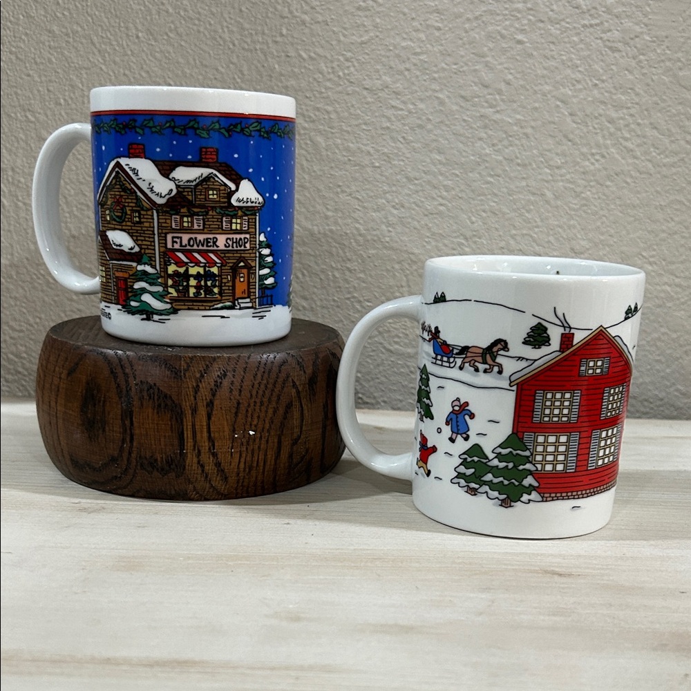 Sanyei- 90’s Holiday Vintage - VillageCeramic Mug Set - Flower Shop Theme